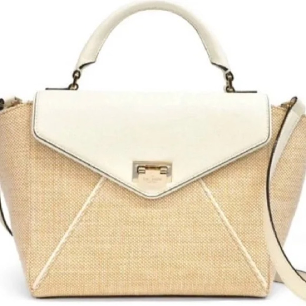 Kate Spade Laurel Wesley Place leather and tweed satchel crossbody bag